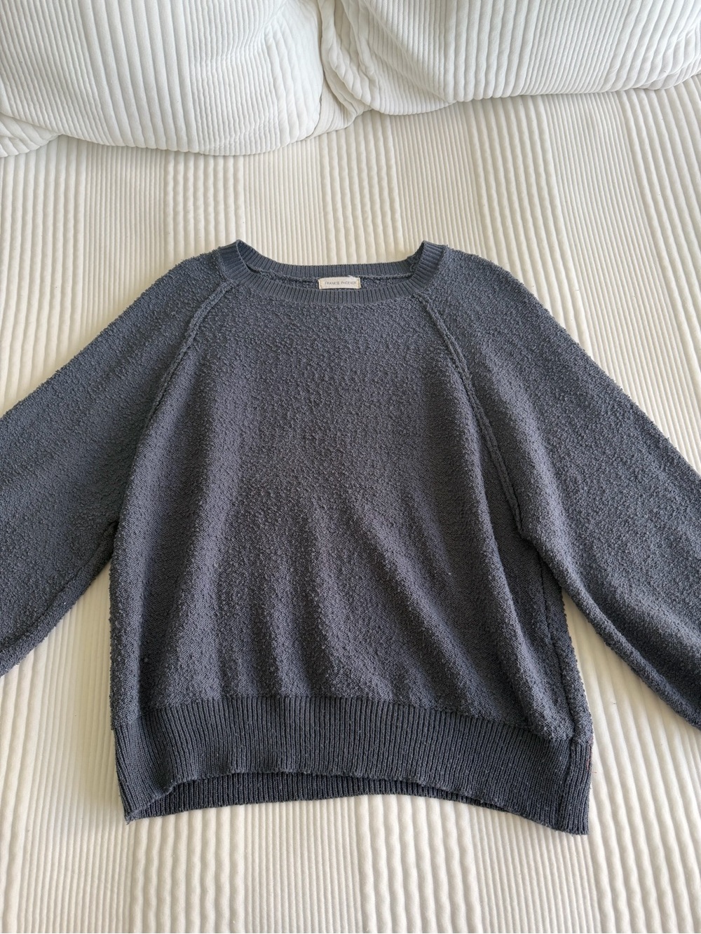 Women's Blue Textured Crewneck Sweater